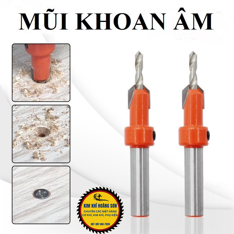 Mũi khoan mồi âm vít gỗ 2 tầng 3-4mm chất liệu thép cứng cao cấp, Mũi khoét âm hợp kim loạt tốt