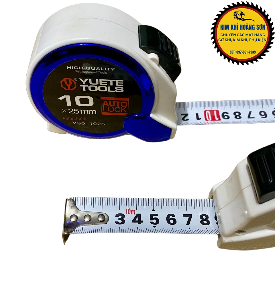 Thước mét, thước cuộn, thước rút YUETE kích thước 10mx25mm có chế độ tự hãm Autolock, hợp kim thép dẻo chắc chắn