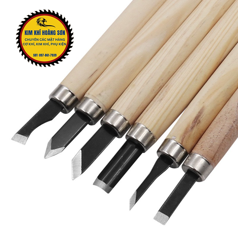 Bộ khắc gỗ, Bộ đục gỗ chạm khắc 6-10 chi tiết, Bộ điêu khắc gỗ đầu dao thép cao cấp chống rỉ, tay cầm gỗ chắc