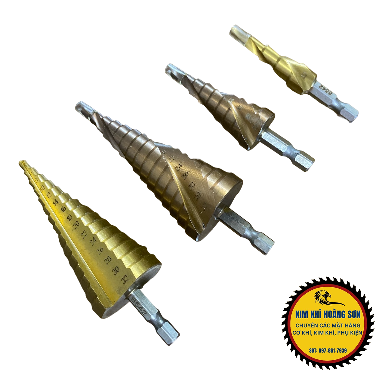 Mũi khoan tháp bước phủ thép HSS cao cấp 4-32mm khoan đa năng chuôi lục giác khoét lỗ sắt gỗ nhựa