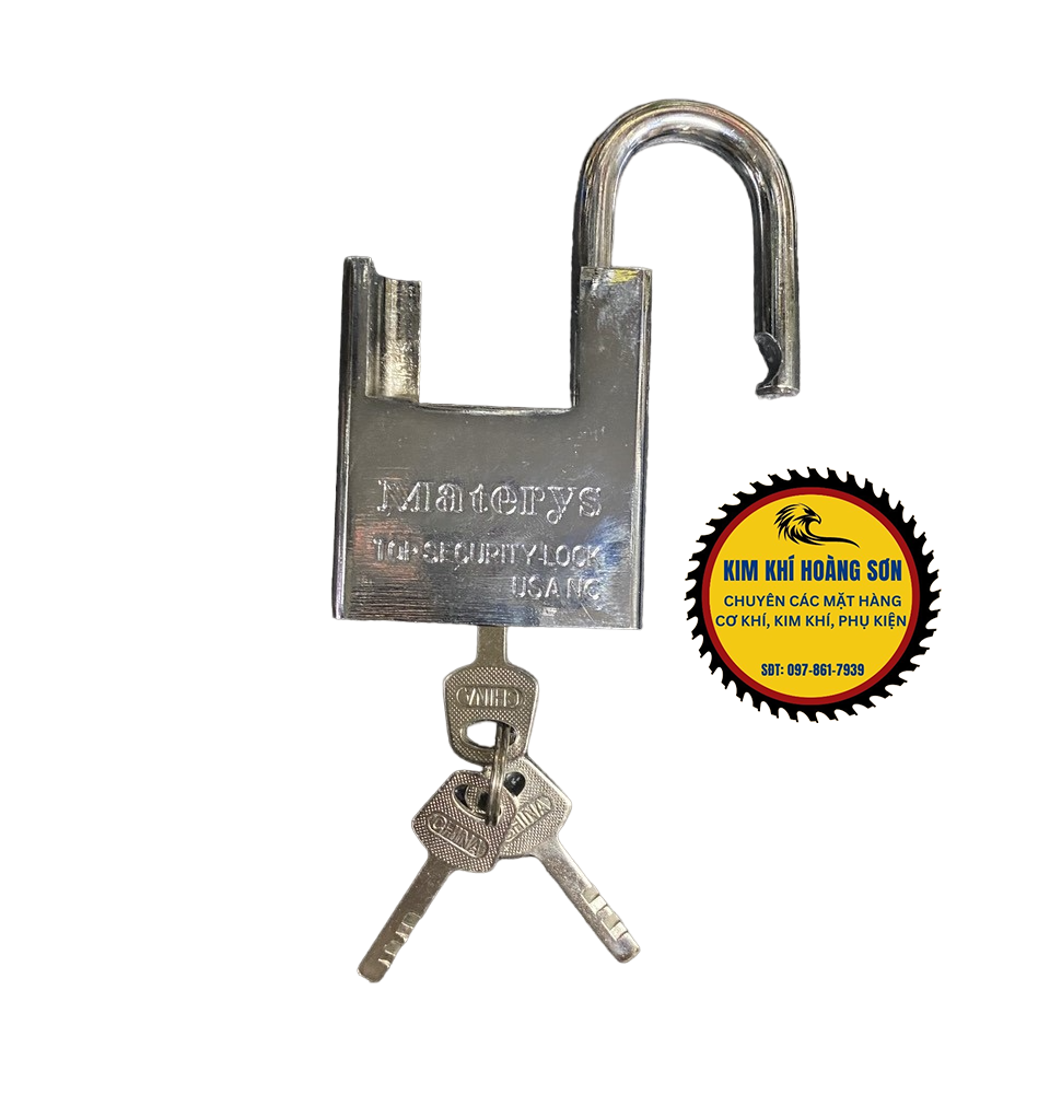 Ổ khóa cửa treo chống cắt Materys size 50mm - 60mm giá rẻ chống trộm, chống đập hiệu quả kèm 3 chìa