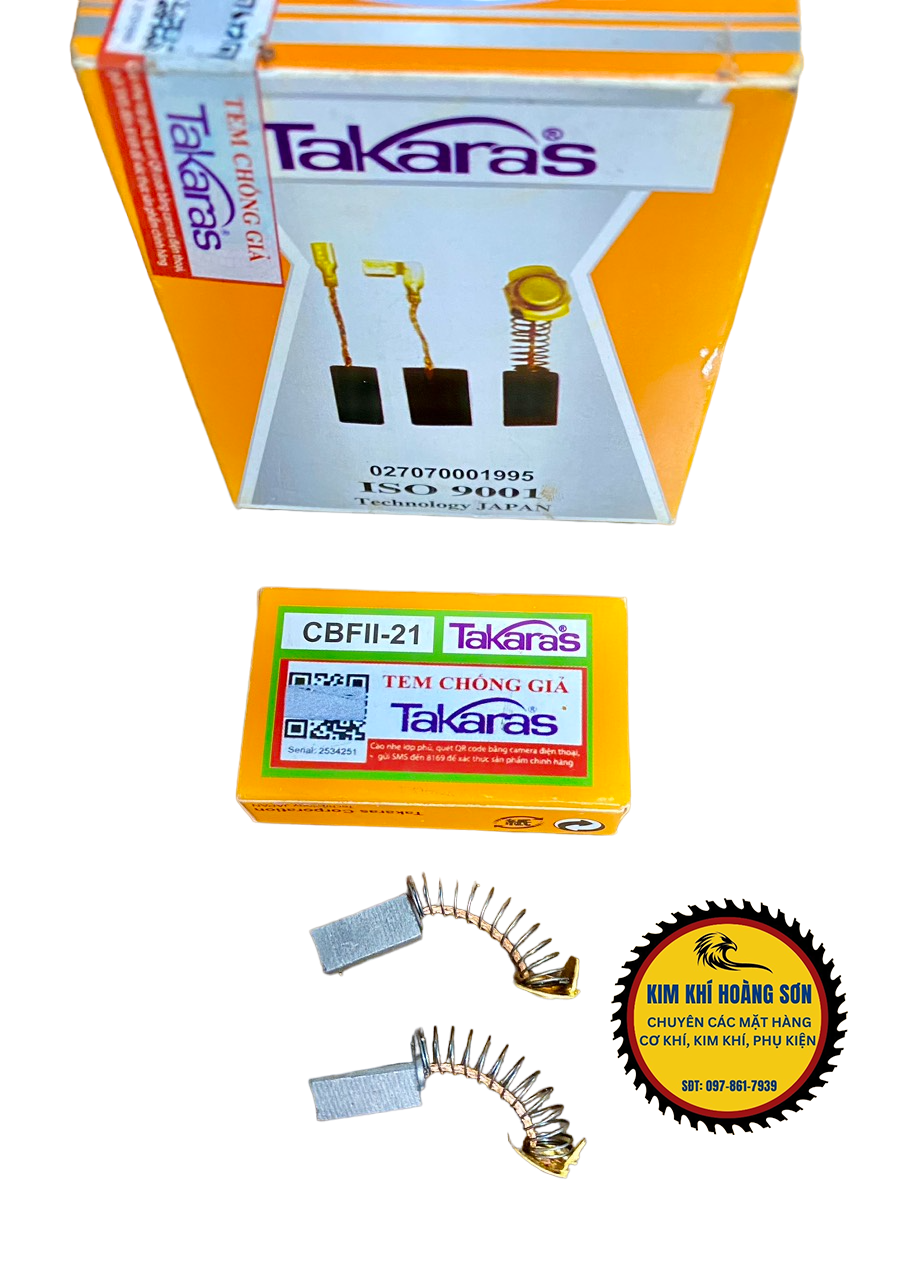 Chổi than carbon Takaras cao cấp thay thế các loại máy hộp 2 chiếc, các mã cho các loại máy khoan, máy cắt, máy mài