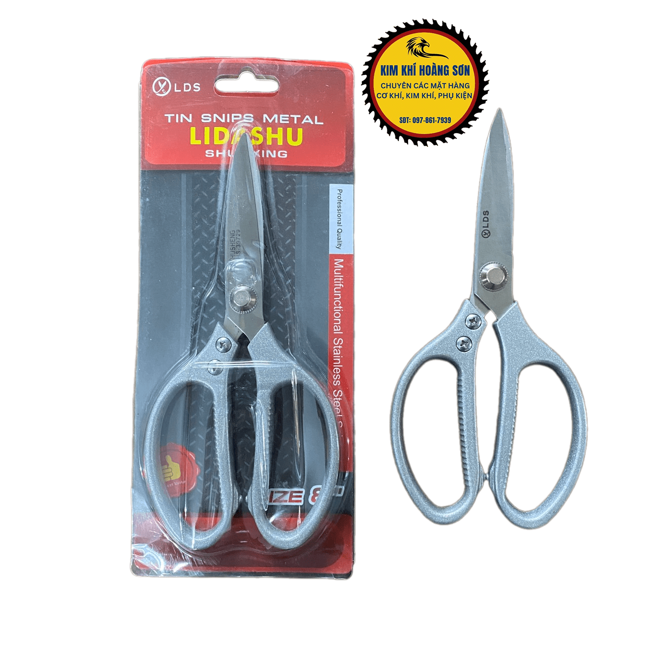 Kéo cắt đa năng size 8" chất liệu thép không rỉ sắc bén, cán cầm bằng kim loại phun sơn chắc chắn