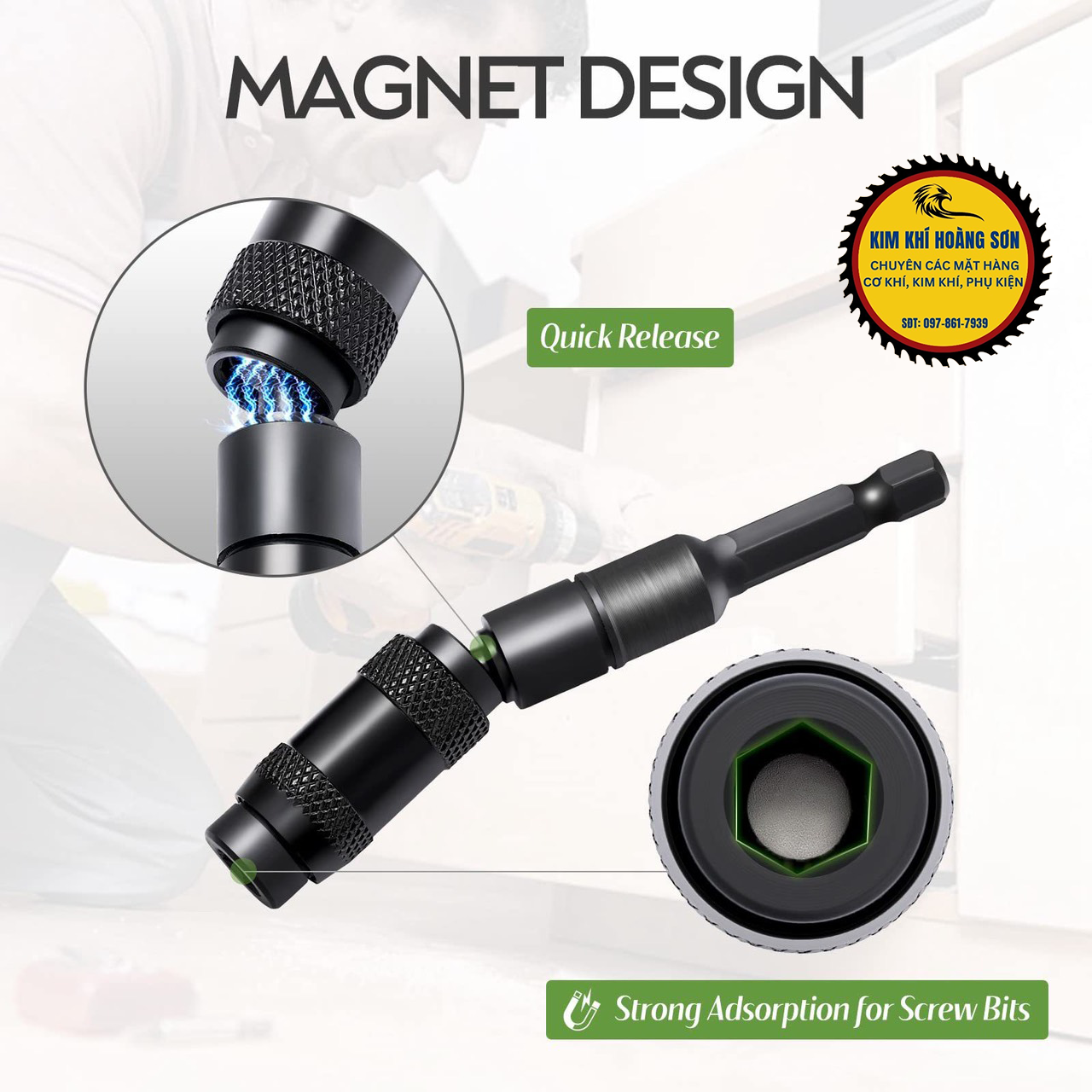 Đầu Lục Giác Nối Dài Chuyển Hướng Bắn Vít Góc 20 Độ Có Nam Châm Từ Tính 1/4" Tháo Lắp Nhanh Tiện Lợi