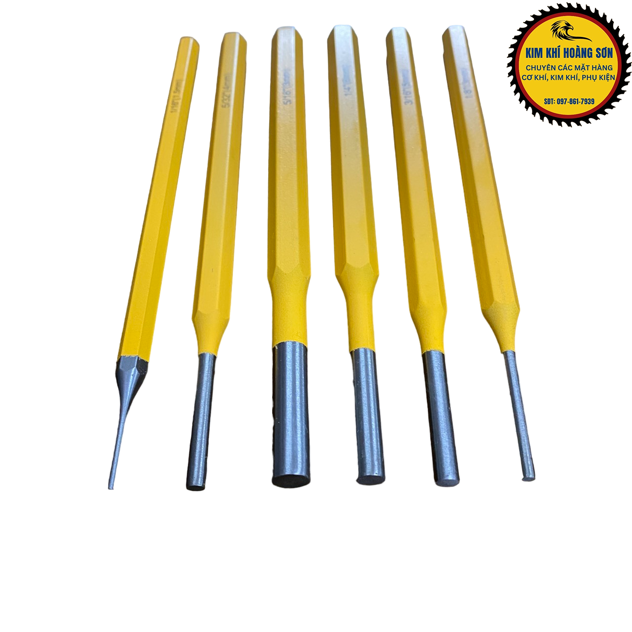 Bộ đột sắt, đục sắt lỗ tròn 6 chi tiết chất liệu thép CR-V cao cấp chuyên dụng trong ngành cơ khí