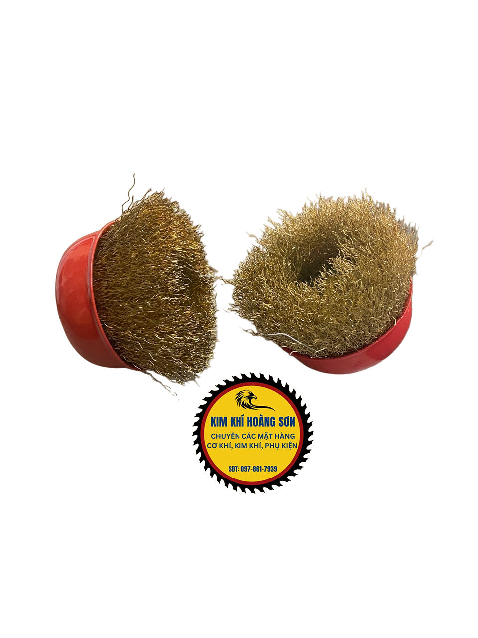 Chổi đánh rỉ sắt, chén cước có ren kích thước 3 inch lỗ trục M10x1.5 lắp máy mài cầm tay tiện dụng