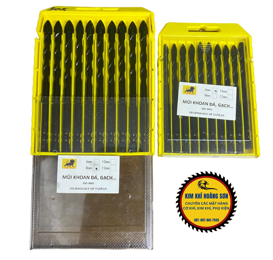Mũi khoan đa năng chuôi lục giác 6/8/10/12mm, Mũi khoan Lion Tools kính đá gạch men cao cấp 4 cạnh, đầu nhọn độ cứng cao
