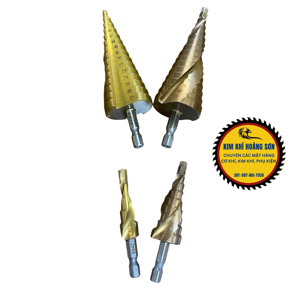 Mũi khoan tháp bước phủ thép HSS cao cấp 4-32mm khoan đa năng chuôi lục giác khoét lỗ sắt gỗ nhựa
