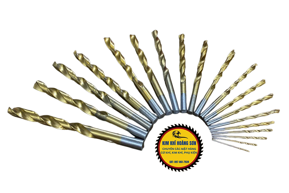 Bộ 19 mũi khoan gỗ và sắt thép HSS màu vàng phủ Titanium, đường kính 1-10mm bảo quản trong hộp sắt