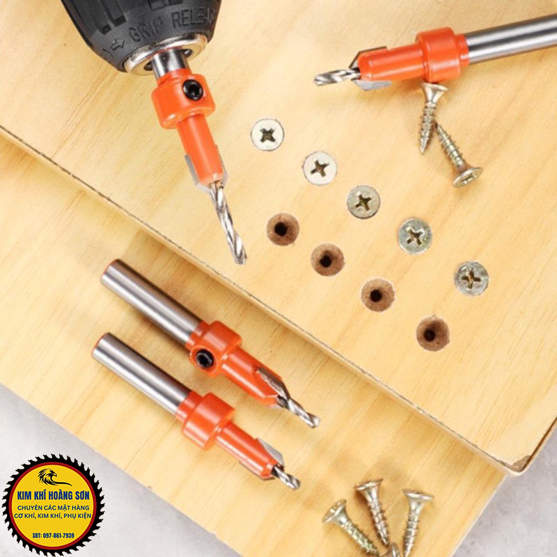 Mũi khoan mồi âm vít gỗ 2 tầng 3-4mm chất liệu thép cứng cao cấp, Mũi khoét âm hợp kim loạt tốt