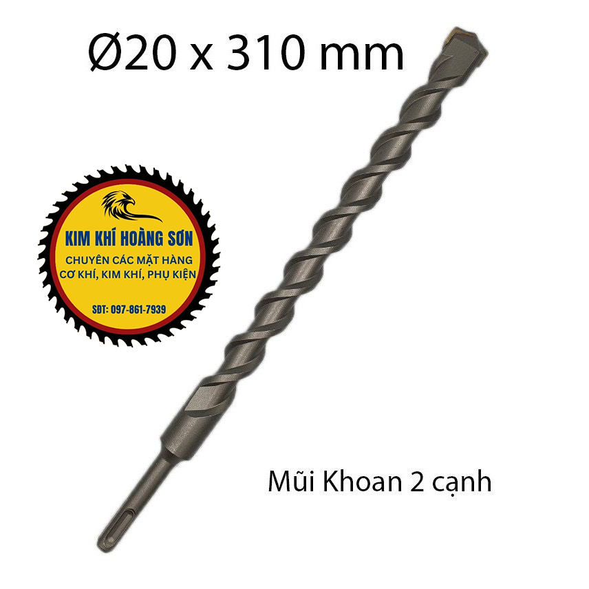 Mũi khoan bê tông 2 cạnh dài 18 - 20mm x 310mm, Mũi khoan xuyên tường Mỹ Nicholson chuôi gài phủ Titanium chịu lực tốt