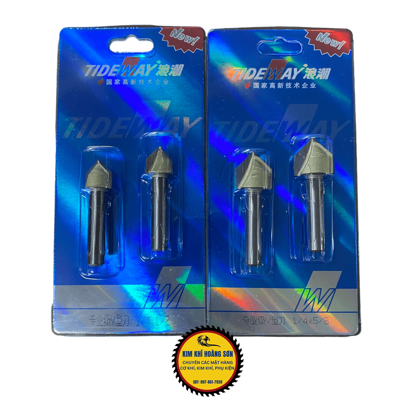 Mũi phay gỗ alu cnc vát 90 độ chữ V không bi Tideway cao cấp cốt chân bé 6.35mm