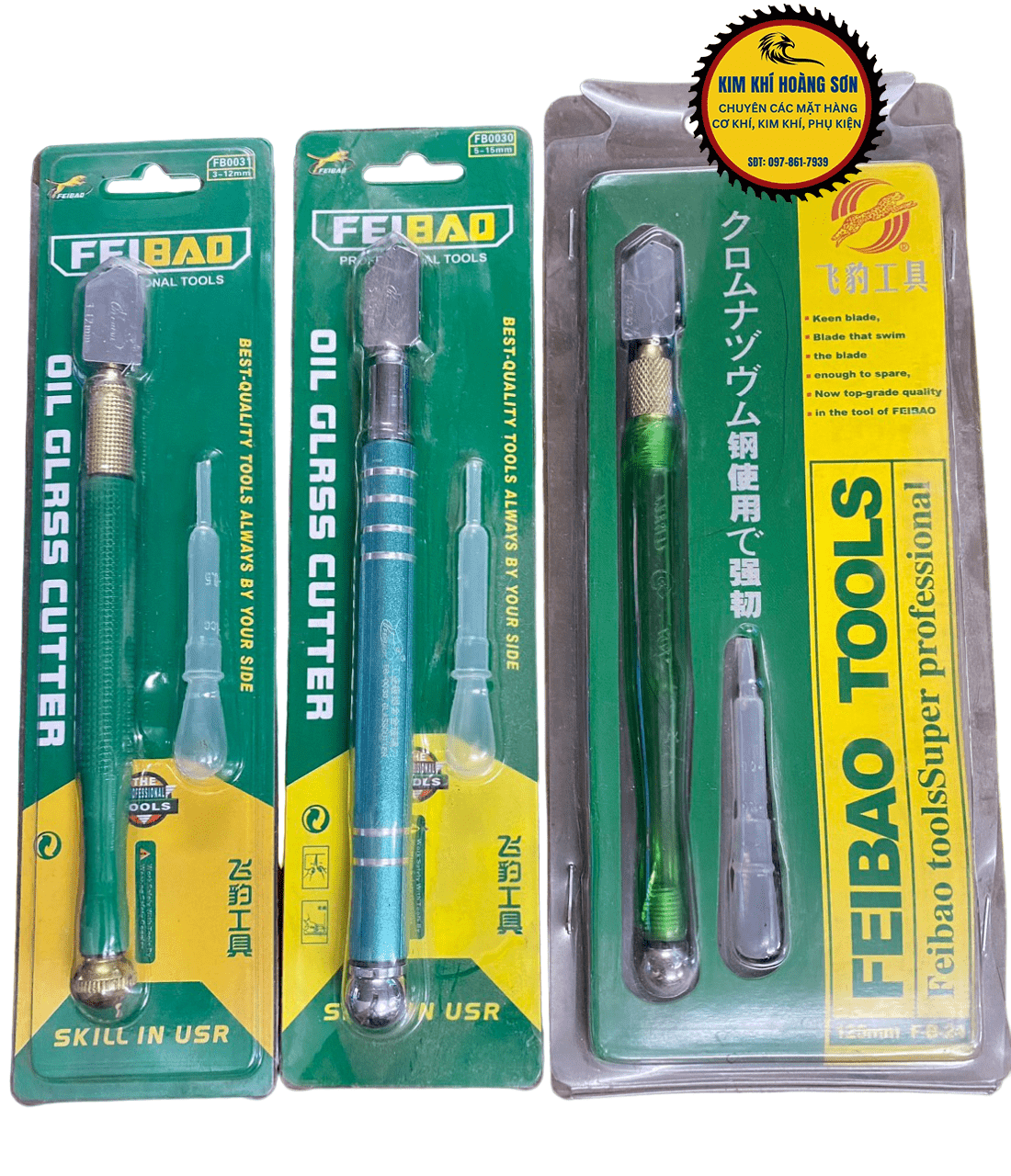 Dao cắt kính FEIBAO 185mm cao cấp, thân đồng cắt kính dày từ 3mm - 15mm, thiết kế nhỏ gọn, lưỡi dao sắc bén