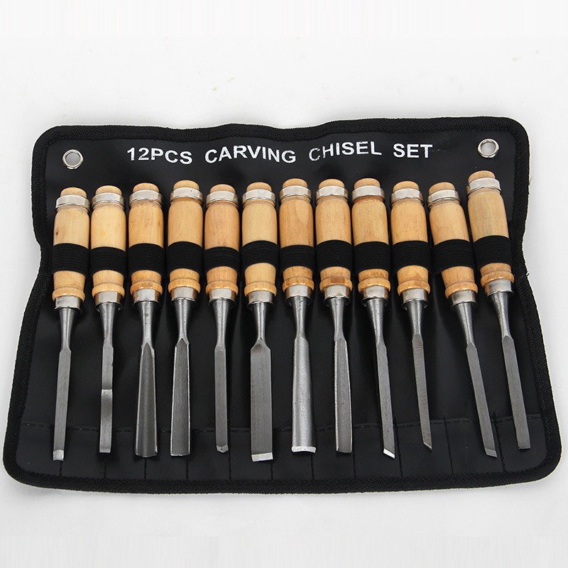 Bộ Đục Điêu Khắc Gỗ Lũa Cây Cảnh Bonsai Bằng Tay 12 Chi Tiết Lưỡi Thép Hợp Kim SK2 Cao Cấp