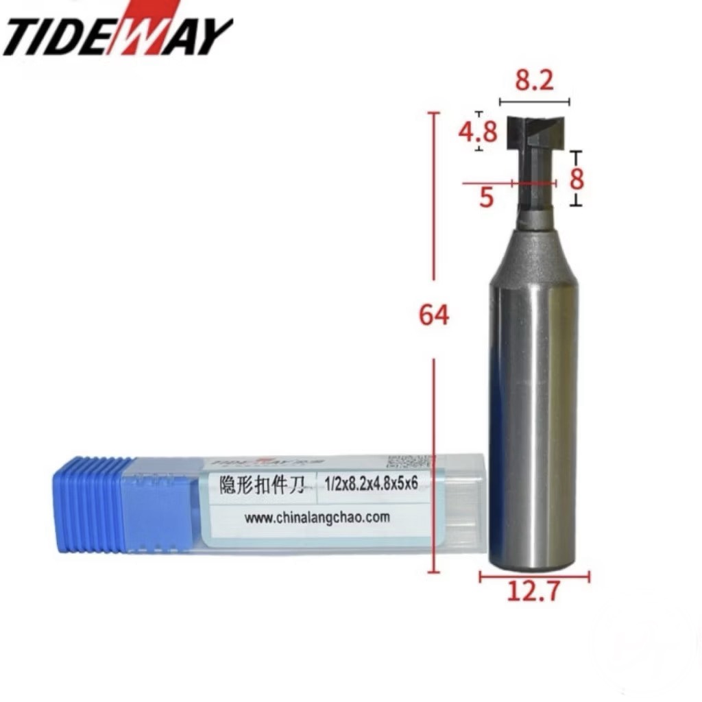 Mũi phay gỗ CNC chốt nhựa liên kết U Mũi Tạo Rãnh chữ T Tideway cao cấp cốt trục 12.7mm