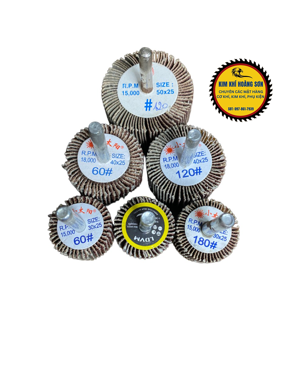Nhám Trụ, Nhám Chuôi, Nhám Cà Rem Đường Kính Từ 20 Đến 60mm Chuôi 6mm Đánh Bóng Inox