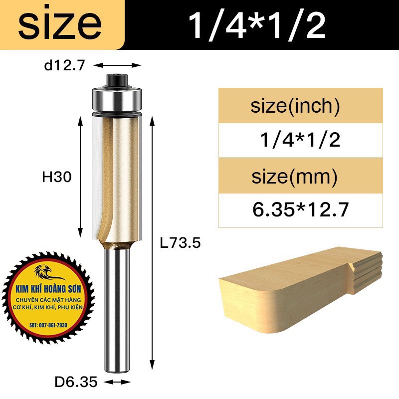 Mũi soi gỗ thẳng CNC lấy nền, Mũi phay TIDEWAY cốt 6.3mm và 12.7mm có bi sử dụng cho máy phay, máy cắt CNC