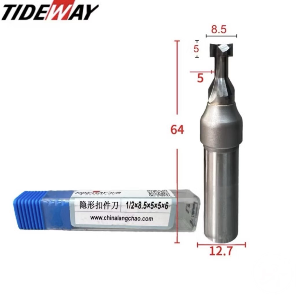 Mũi phay gỗ CNC chốt nhựa liên kết U Mũi Tạo Rãnh chữ T Tideway cao cấp cốt trục 12.7mm