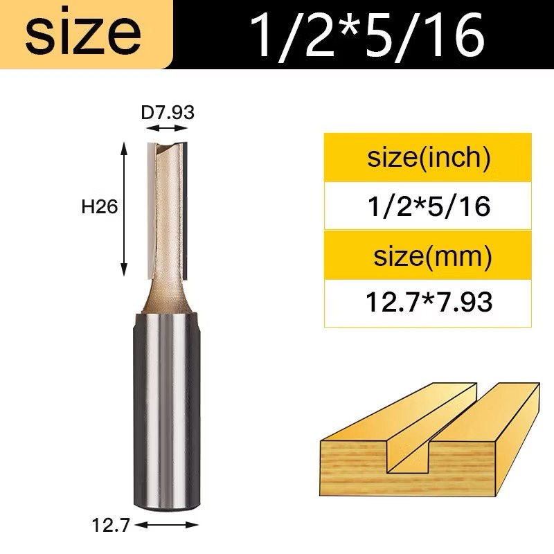 Mũi soi gỗ thẳng CNC lấy nền, Mũi phay gỗ TIDEWAY cốt 6.3mm và 12.7mm sử dụng cho máy phay, máy cắt CNC