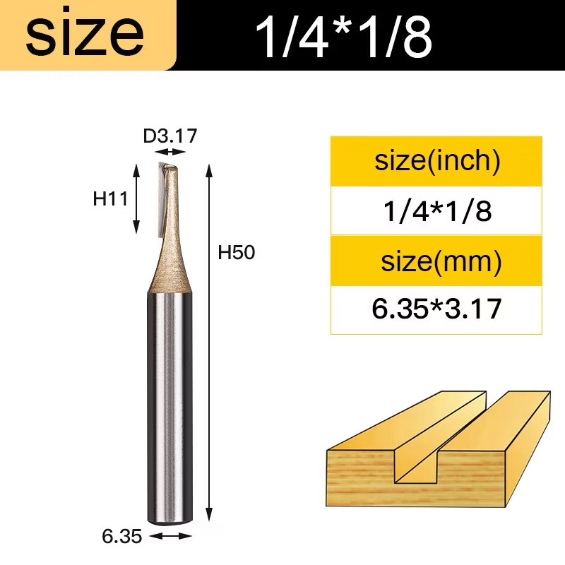 Mũi soi gỗ thẳng CNC lấy nền, Mũi phay gỗ TIDEWAY cốt 6.3mm và 12.7mm sử dụng cho máy phay, máy cắt CNC