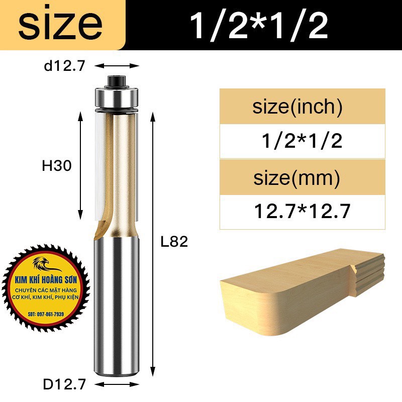 Mũi soi gỗ thẳng CNC lấy nền, Mũi phay TIDEWAY cốt 6.3mm và 12.7mm có bi sử dụng cho máy phay, máy cắt CNC