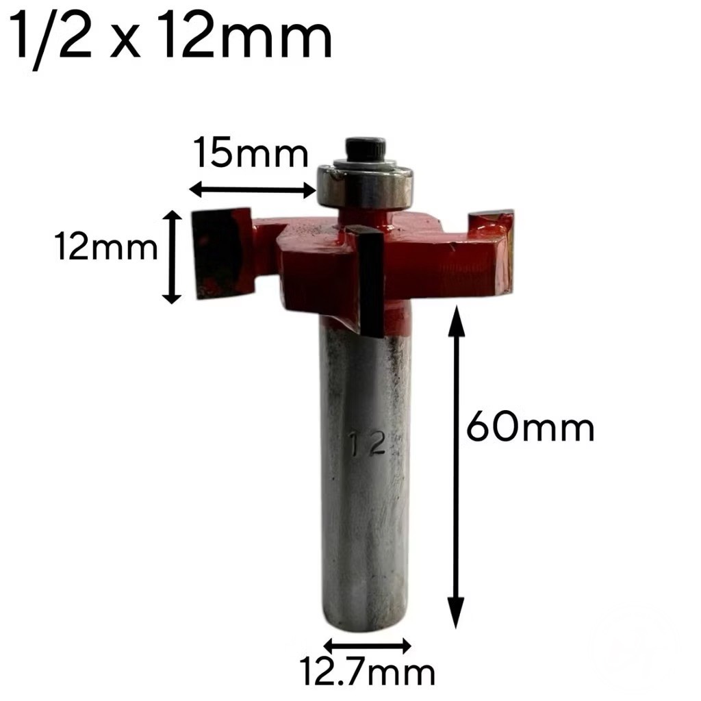 Mũi phay gỗ, Mũi soi cuốc 4 cánh có bi cao cấp chân to 12.7mm, hợp kim siêu bền, chịu nhiệt tốt