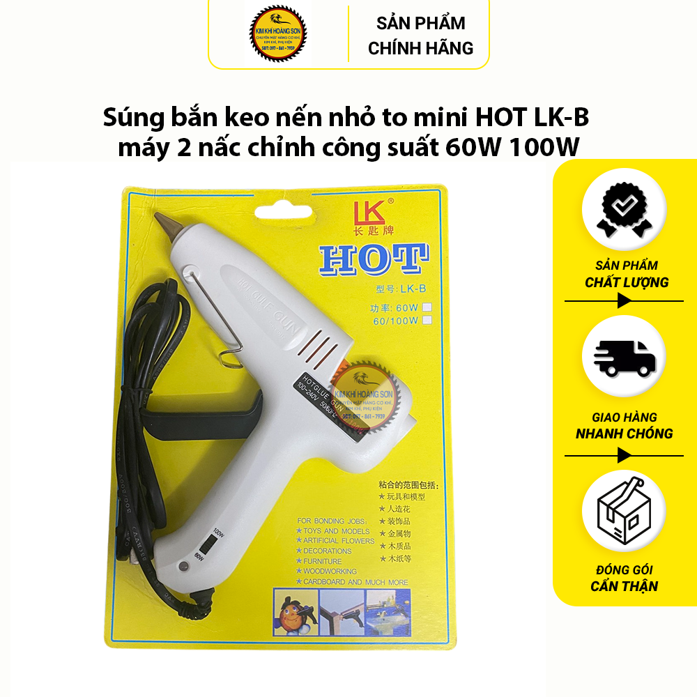 Súng bắn keo nến to HOT LK-B máy 2 nấc chỉnh công suất 60W 100W dùng cho cỡ nến to 11mm