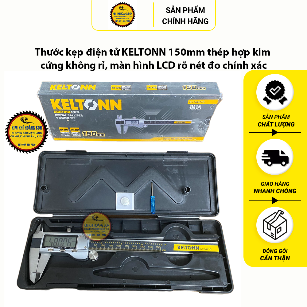 Thước kẹp điện tử KELTONN 150mm thép hợp kim cứng không rỉ, màn hình LCD rõ nét đo chính xác