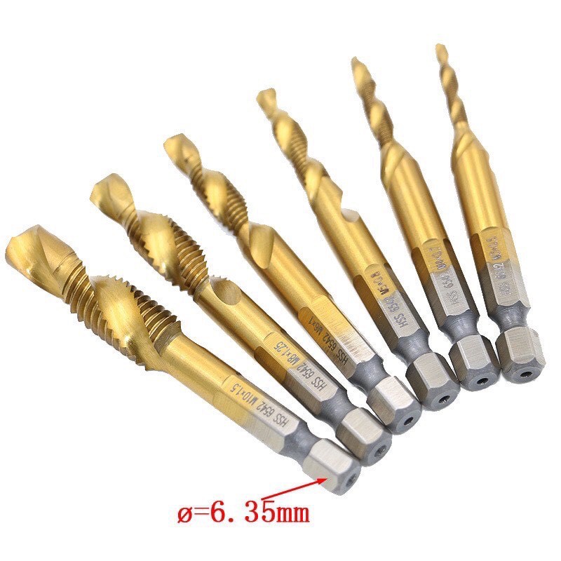 Mũi khoan taro Lion King chuôi lục giác 6.35mm thép gió HSS cao cấp, Mũi khoan taro tạo ren trong