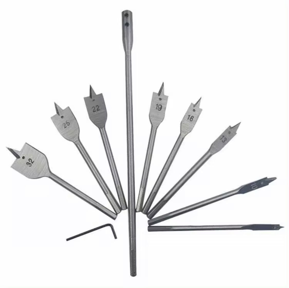 Bộ 8 mũi khoan khoét gỗ đuôi cá chuyên dụng 6-32mm, mũi khoan khoét thạch cao kèm cây nối dài