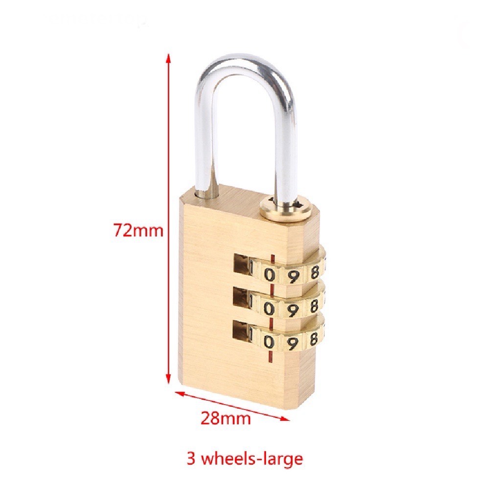 Ổ khóa 3 mã số xoay mini chất liệu đồng thau, khóa vali, khóa balo, khóa tủ không cần chìa bền chắc