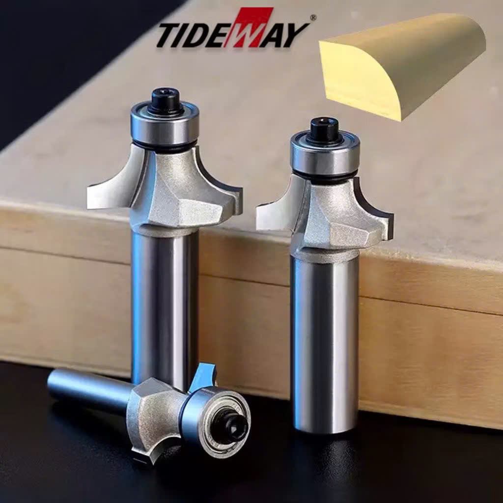 Mũi phay gỗ bo lõm R mũi soi lồi gỗ có bi Tideway cao cấp cốt bé 6.35mm lắp máy cầm tay và trục đứng