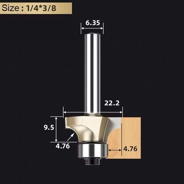 Mũi phay gỗ bo lõm R mũi soi lồi gỗ có bi Tideway cao cấp cốt bé 6.35mm lắp máy cầm tay và trục đứng