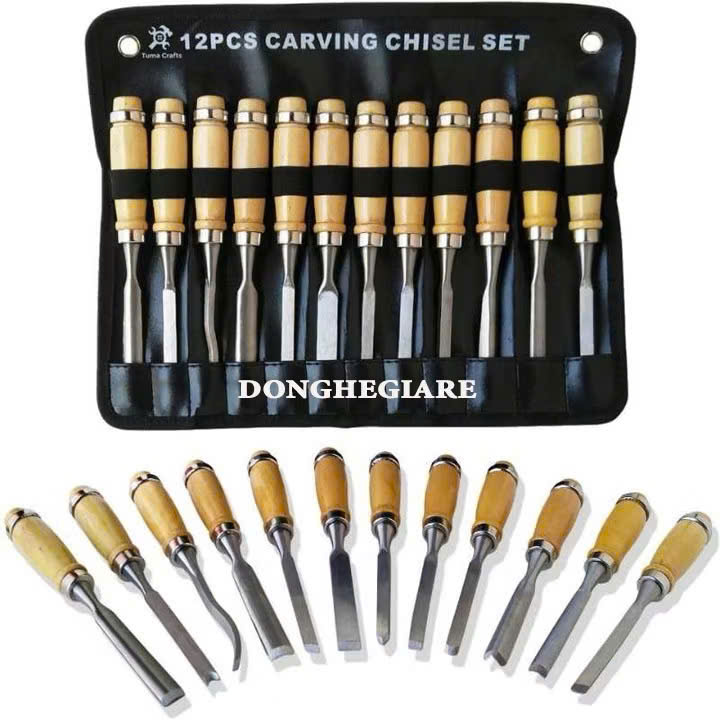 Bộ Đục Điêu Khắc Gỗ Lũa Cây Cảnh Bonsai Bằng Tay 12 Chi Tiết Lưỡi Thép Hợp Kim SK2 Cao Cấp