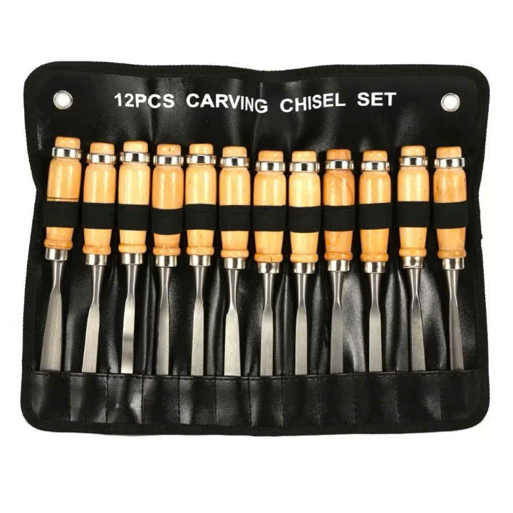 Bộ Đục Điêu Khắc Gỗ Lũa Cây Cảnh Bonsai Bằng Tay 12 Chi Tiết Lưỡi Thép Hợp Kim SK2 Cao Cấp