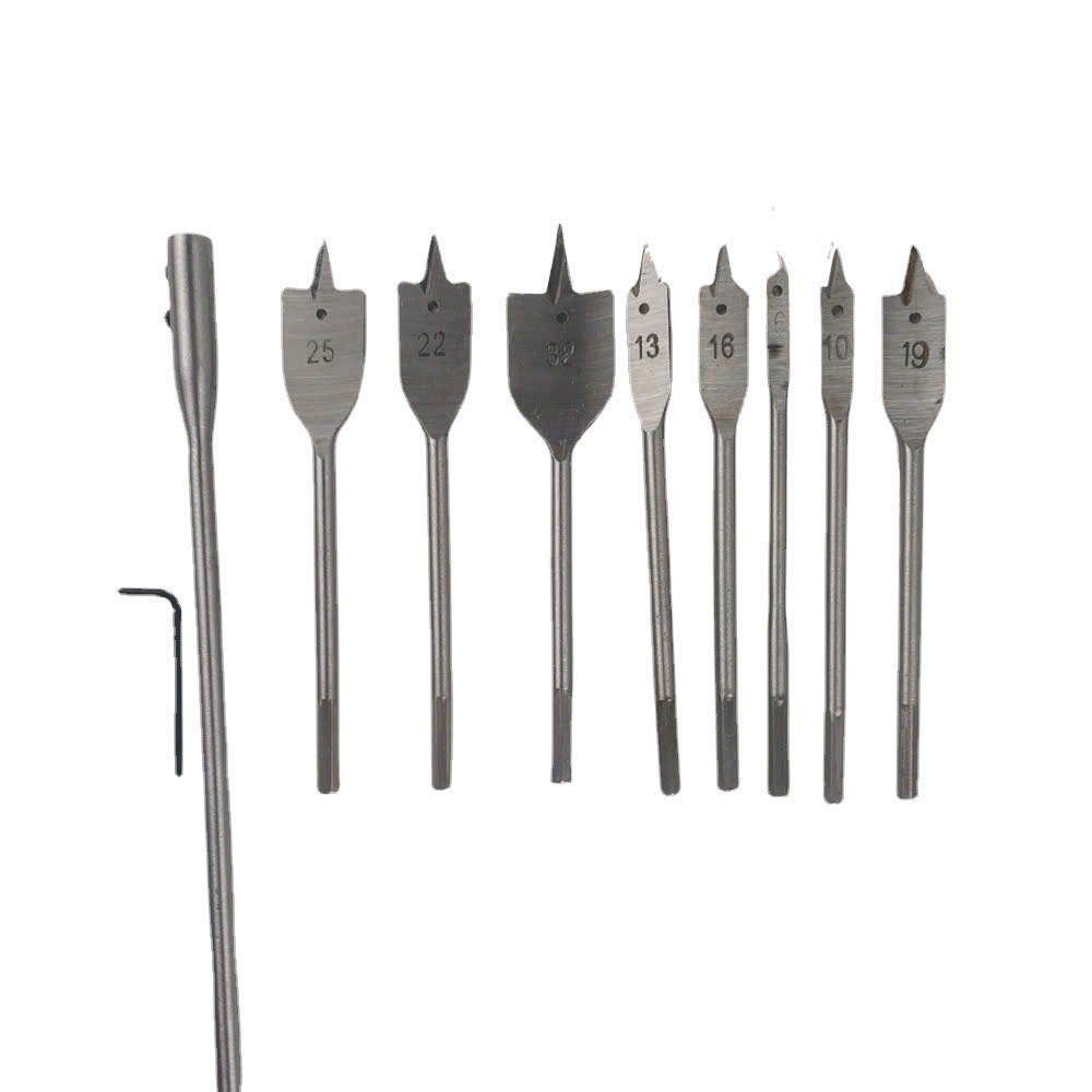 Bộ 8 mũi khoan khoét gỗ đuôi cá chuyên dụng 6-32mm, mũi khoan khoét thạch cao kèm cây nối dài