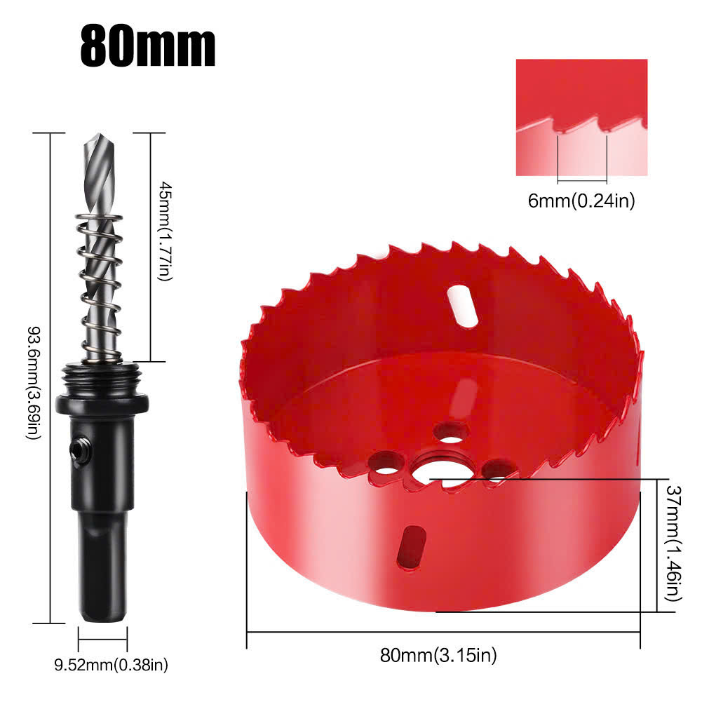 Mũi khoan khoét lỗ tròn 70mm - 200mm có mũi khoan định tâm chuôi tròn chất liệu thép gió HSS cao cấp