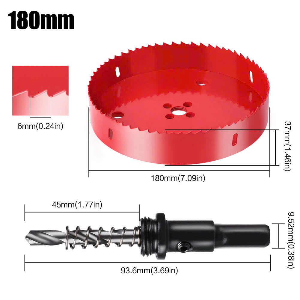 Mũi khoan khoét lỗ tròn 70mm - 200mm có mũi khoan định tâm chuôi tròn chất liệu thép gió HSS cao cấp