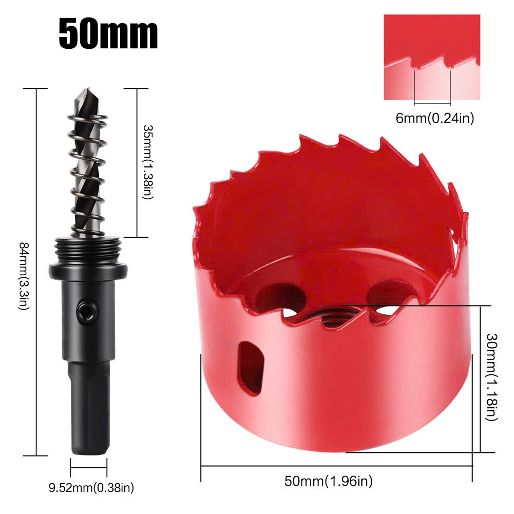 Mũi khoan khoét lỗ tròn 50mm - 200mm có mũi khoan định tâm chuôi tròn chất liệu thép gió HSS cao cấp