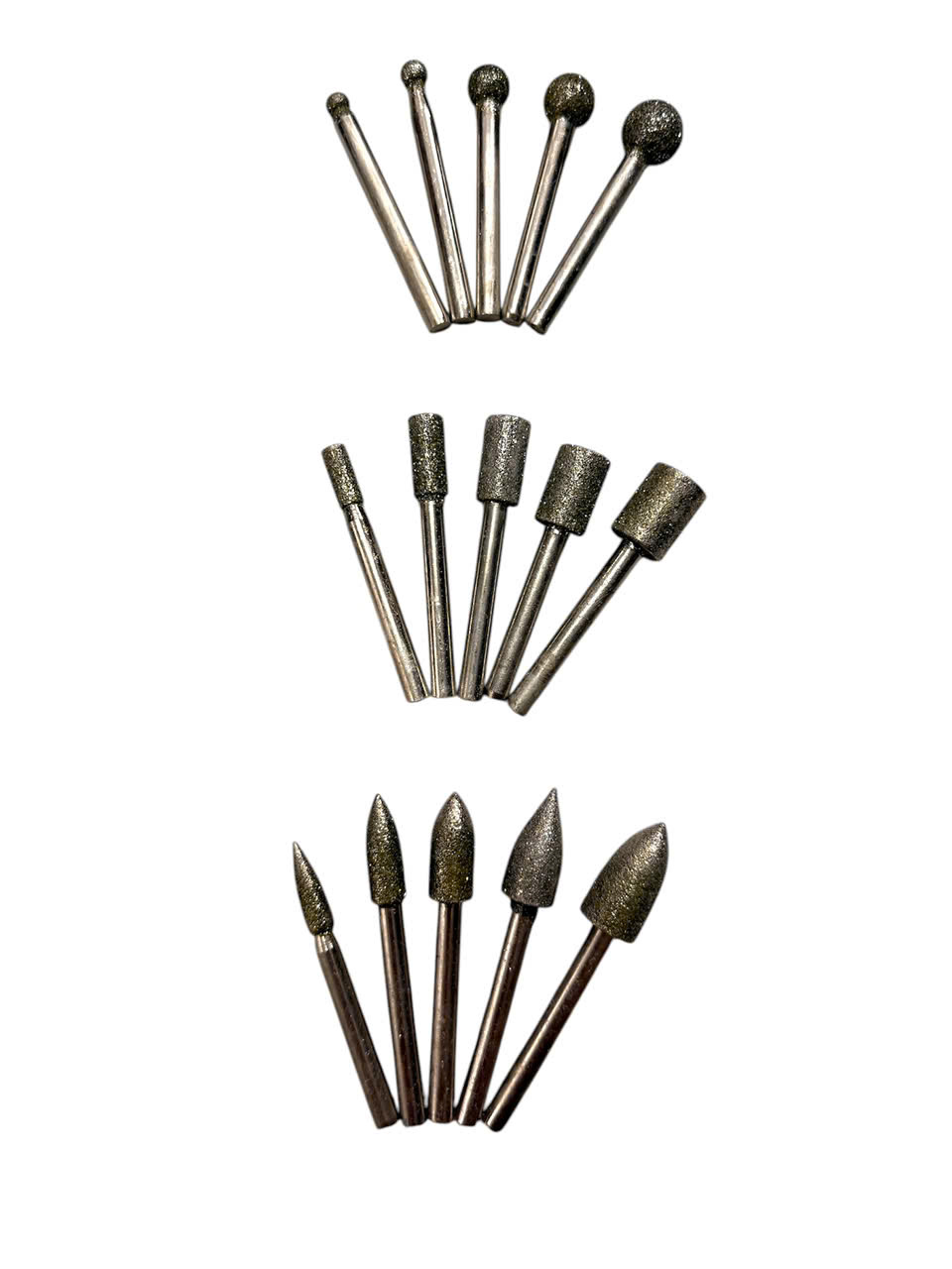 Mũi mài kim cương độ mịn #60, Đầu mài khắc đá ngọc hình trụ, đạn, tròn đường kính từ 6mm - 25mm trục 6mm siêu cứng