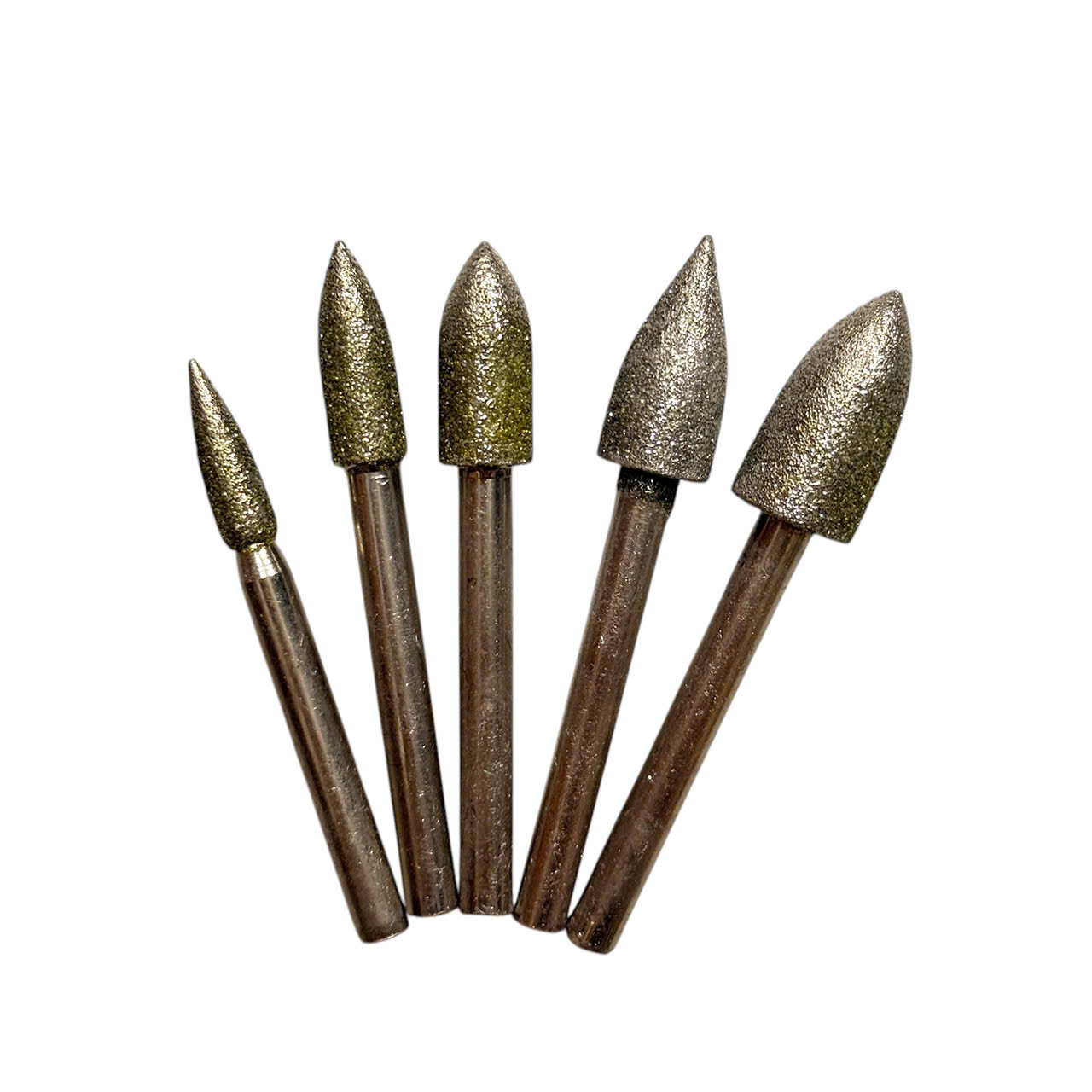 Mũi mài kim cương độ mịn #60, Đầu mài khắc đá ngọc hình trụ, đạn, tròn đường kính từ 6mm - 25mm trục 6mm siêu cứng