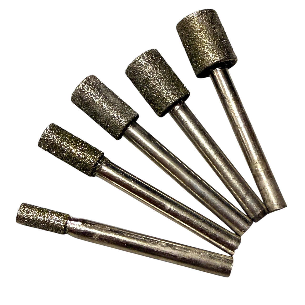 Mũi mài kim cương độ mịn #60, Đầu mài khắc đá ngọc hình trụ, đạn, tròn đường kính từ 6mm - 25mm trục 6mm siêu cứng