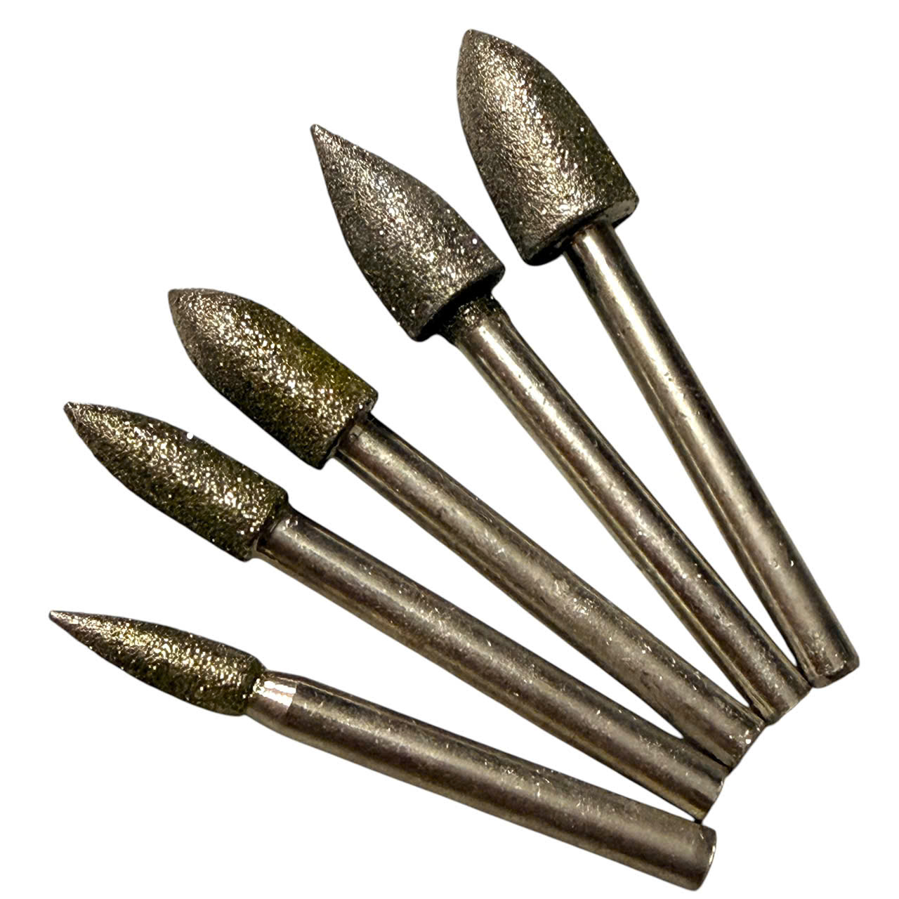 Mũi mài kim cương độ mịn #60, Đầu mài khắc đá ngọc hình trụ, đạn, tròn đường kính từ 6mm - 25mm trục 6mm siêu cứng