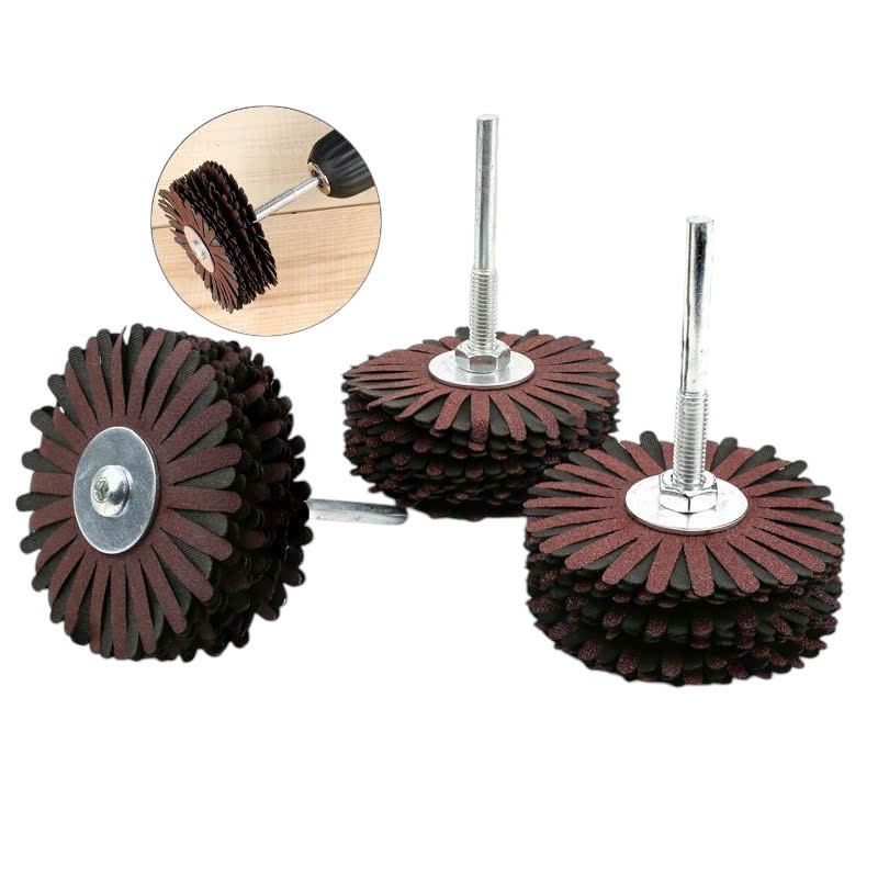 Chổi cước quật chà nhám gỗ ráp hoa đánh mịn đường kính 80mm lắp máy khoan cầm tay chuôi 6mm RAP_HOA