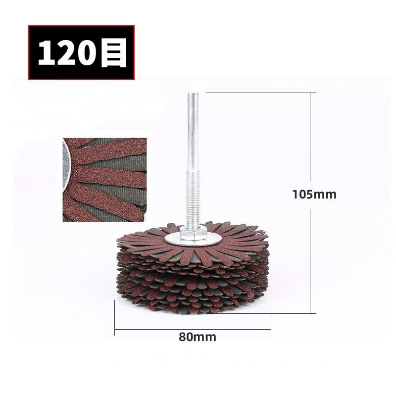 Chổi cước quật chà nhám gỗ ráp hoa đánh mịn đường kính 80mm lắp máy khoan cầm tay chuôi 6mm RAP_HOA