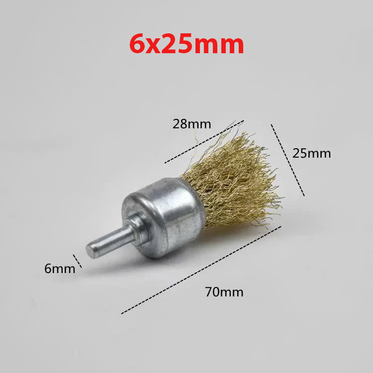 Chổi đánh rỉ sắt rỉ sét inox dạng bút chuôi 6mm lắp máy khoan cầm tay 5 cái