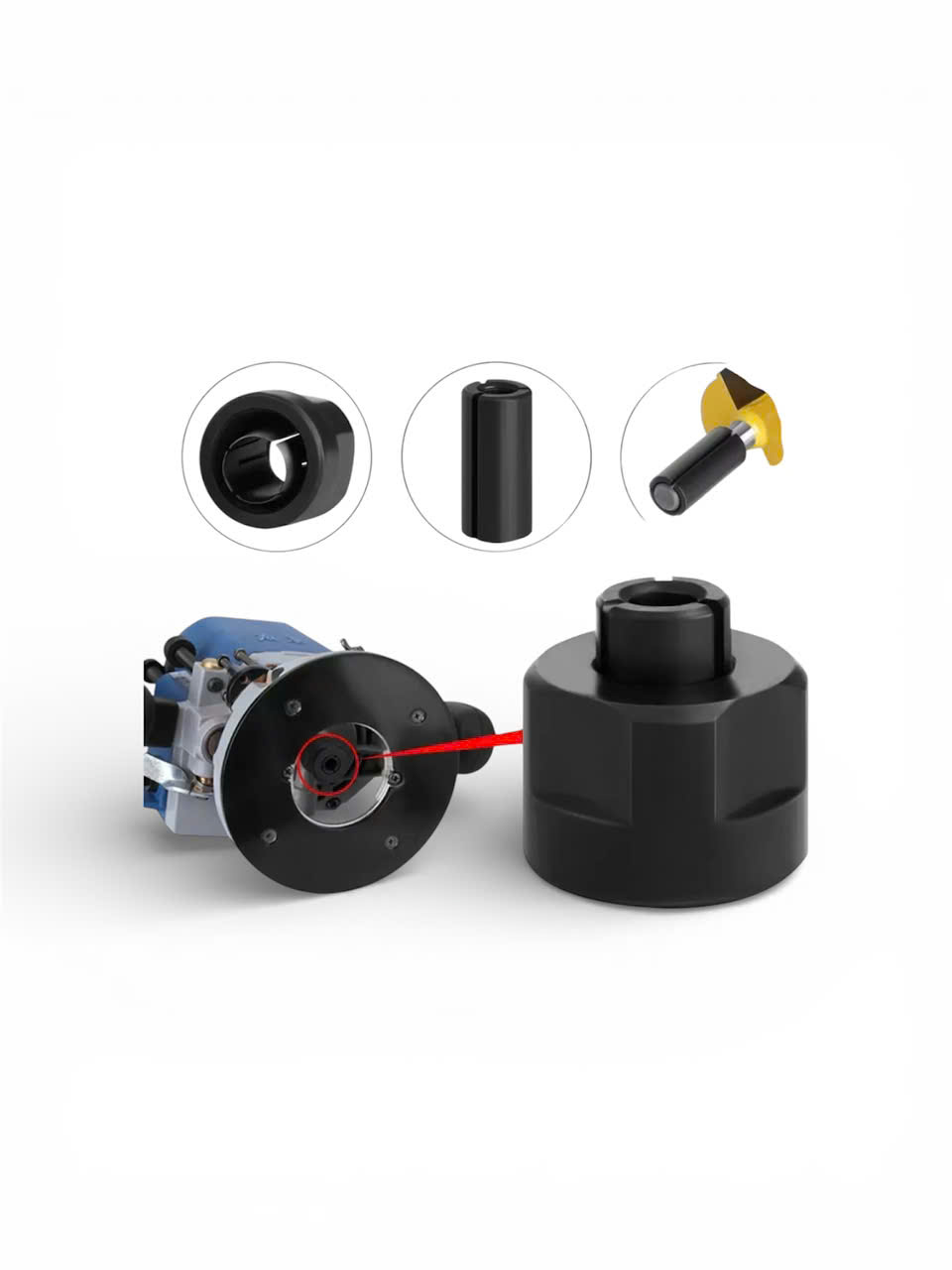 Phụ Kiện Máy Phay Gỗ Ốc Soi, Rọ Soi, Đầu Chuyển Ắc Soi Thép Cacbon Cho Các Loại Máy 12.7MM Về 6.35MM