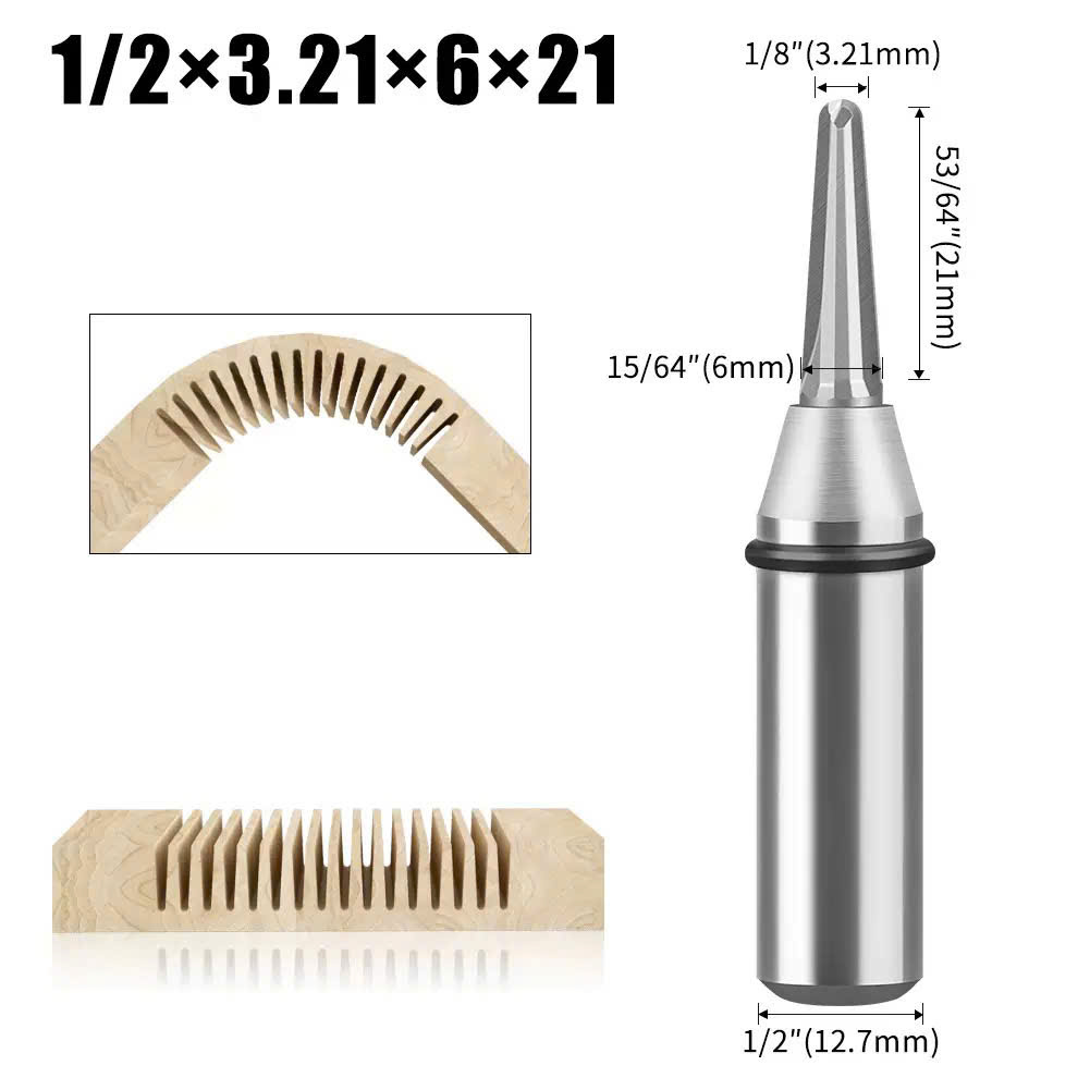 Mũi phay soi rãnh CNC uốn cong gỗ Tideway đầu nhọn 6x21mm bo cong 90 độ MDF cốt trục 12.7mm