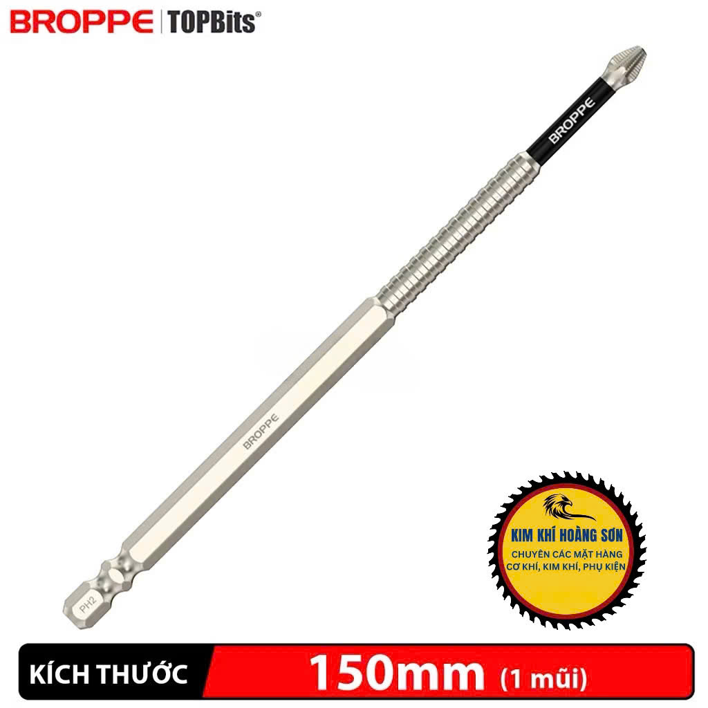 Mũi vít PH2 chống trượt hãng BROPPE chân lục giác 6.35mm, Mũi bắn vít 1 đầu bake chữ thập từ tính cao