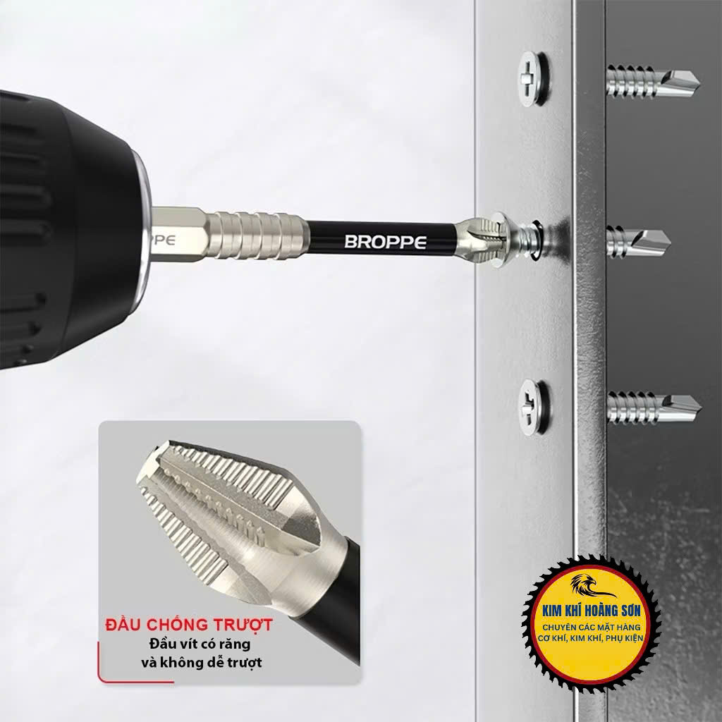 Mũi vít PH2 chống trượt hãng BROPPE chân lục giác 6.35mm, Mũi bắn vít 1 đầu bake chữ thập từ tính cao